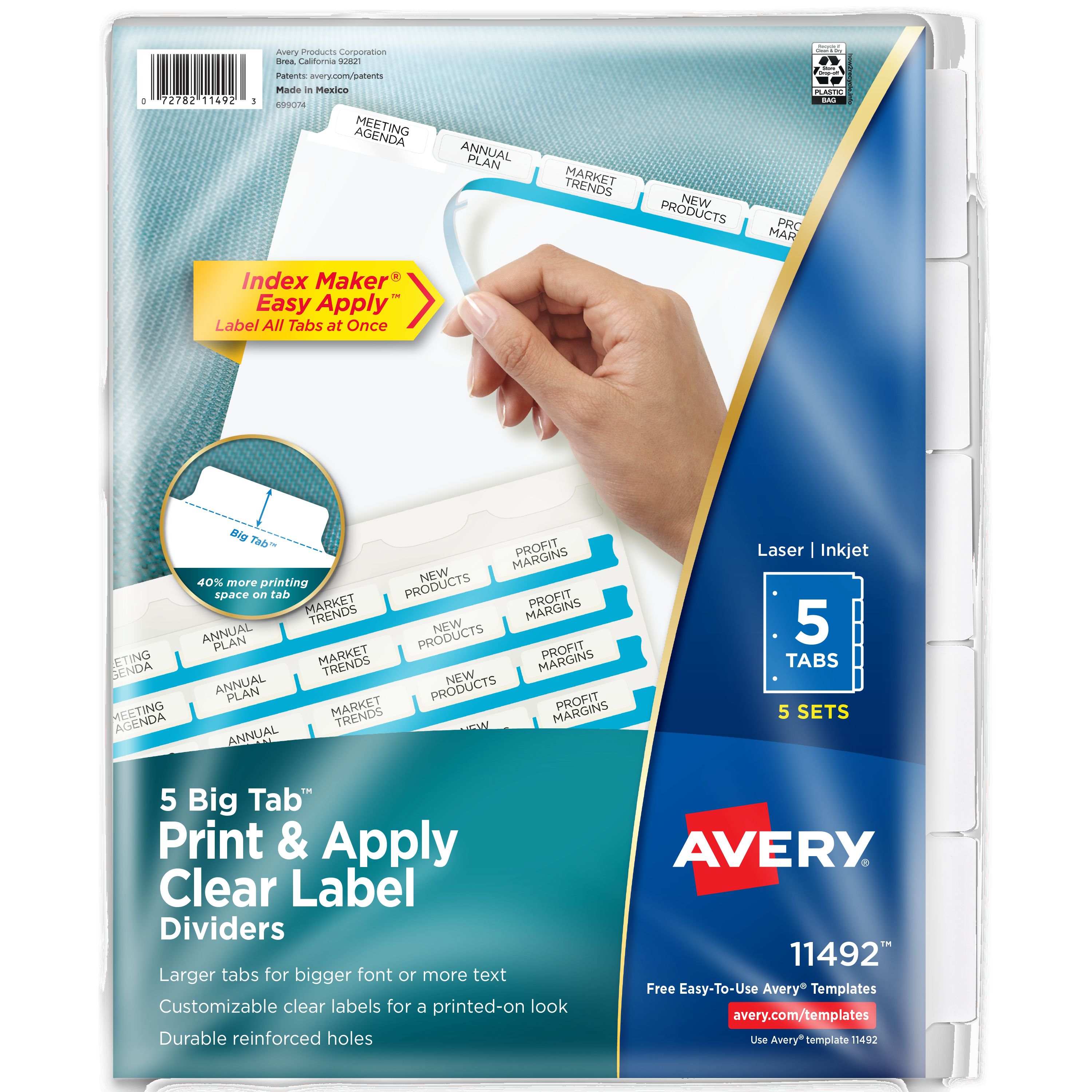 Avery Big Tab™ Index Maker® Easy Apply™ 5 Sets (11492) | Avery